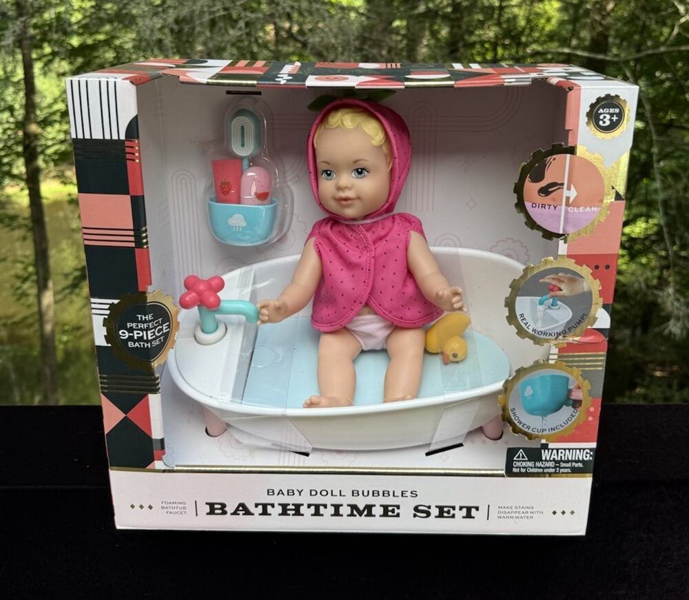 NEW FAO Schwarz Baby Doll Bumbles Bath Time Bubble Bath Set Bath Set New NIB